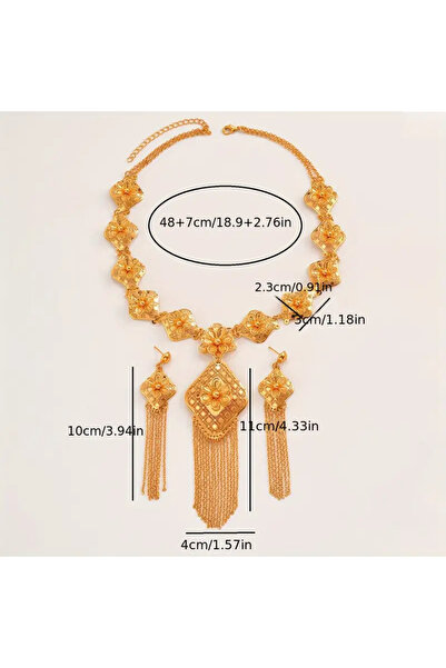 Genel Markalar ALTIN KAPLAMA TASARIM KOLYE KÜPE SET