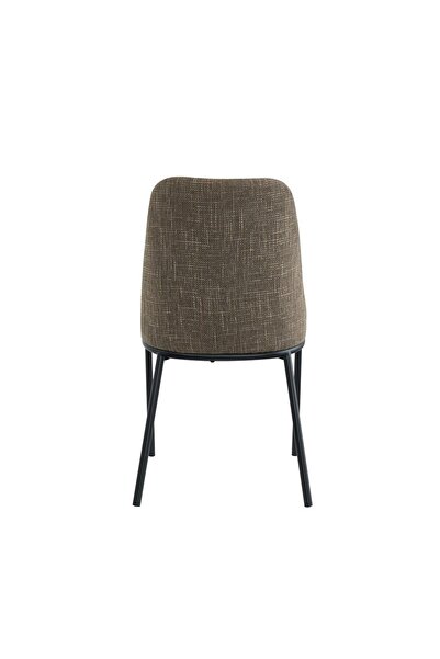 Danube Home Agata Fabric Dining Chair Set of 2 - Brown/Black Upholstered Metal Dining Chairs for Dining Room