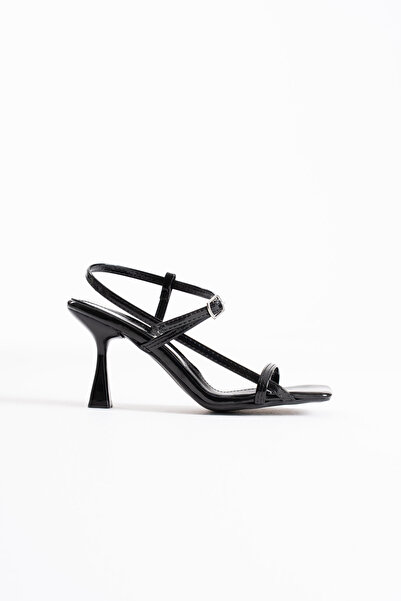TRENDELLA Rossie Women's Black Patent Leather Heeled Sandals