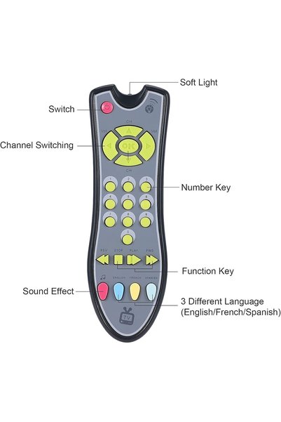 AYEBIA TV Remote Toy Baby Remote Control Musical Toy Realistic TV Remote for Baby Music Education