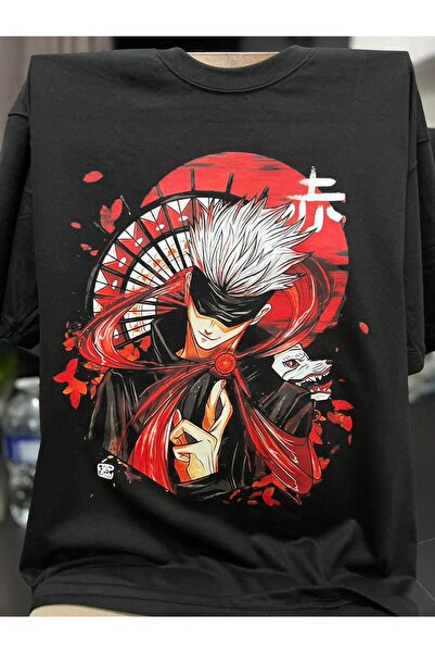 FG KONNİCHİWA Μπλουζάκι με στάμπα του anime Jujutsu Kaisen, μαύρο, unisex, με τα όνομα των χαρακτήρων Gojo, Ryomen, Sukuna, Kento Nanami, Itadori