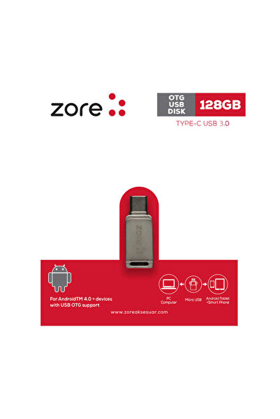 BUTAM BİLİŞİM Zore 3.0 Type-C Metal Otg 128 Gb - Silver