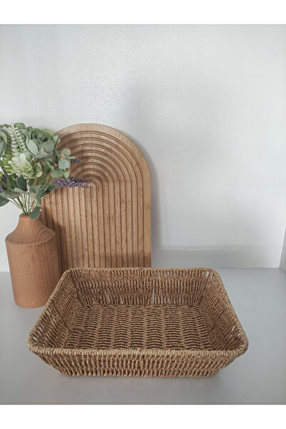 MİEN Dikdörtgen Rattan Ekmeklik - Organizer Sepet - Çok Amaçlı Sepet