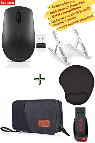LENOVO Mouse 400, MousePad, MACK Elektronik Aksesuar Çantası, Metal Laptop Standı, 64 GB Flash Disk