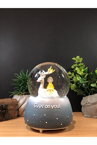 nesever store Geyik Üstünde Oturan Sevimli Kız Müzikli Ve Işıklı Orta Boy Kar...