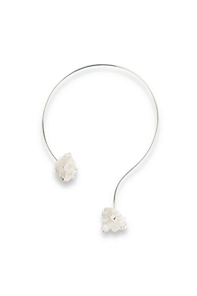 craftmystic Colier tip choker din argint cu cristal de stâncă - Echilibru și claritate energetică