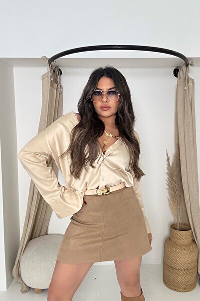 Sohotique By P Güderi Mini Skirt Beige