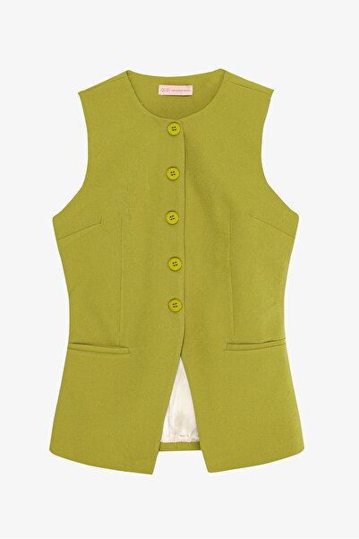 Quzu Αμάνικο γιλέκο με κουμπιά σε σχήμα V Olive