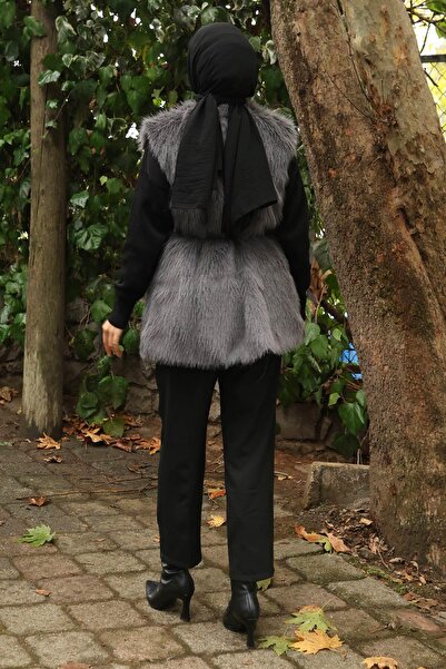 Modamihram Коланна кожена жилетка, сива 19372