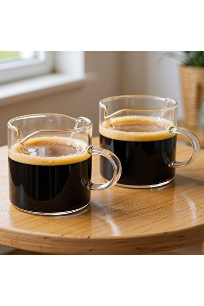 Elindor Set of 2 Elindor® Espresso Cups 120 ml, Heat-Resistant Borosilicate Glass, Transparent