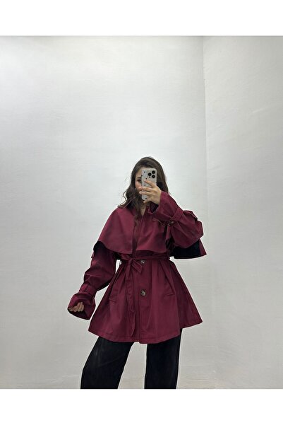 GİMSEY Pelerinli Cepli Trençkot