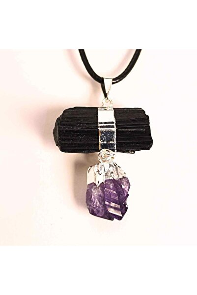 craftmystic Colier cu pandantiv din turmalină și ametist - Protecție și claritate spirituală