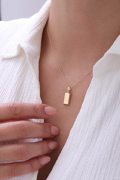 YAVUZ KUYUMCULUK 14 Ayar Altın Forse Zincir Kişiselleştirilebilir Külçe Kolye