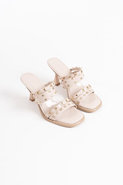 TRENDELLA Merlin high heeled women's beige slippers