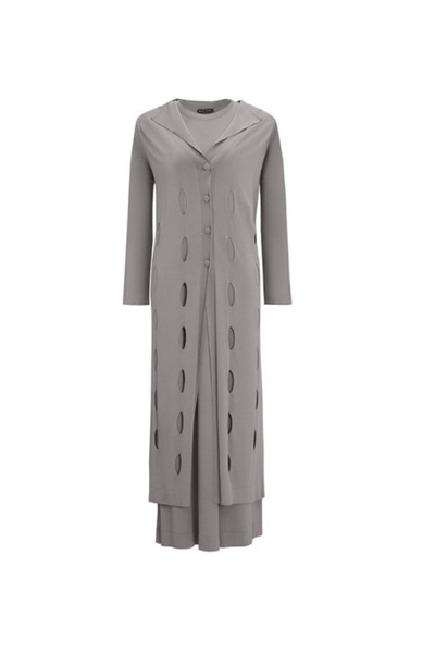 MISS DALIDA Kolsuz Basic Düz Renk Gri Elbise