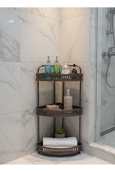 Noor 3-Shelf Bathroom Corner Shelf, Brown