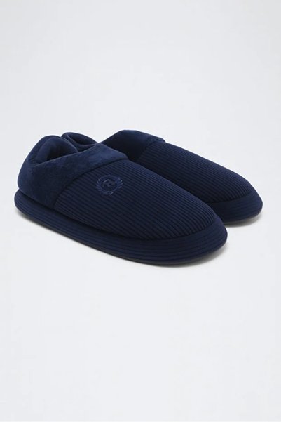 ZARICH Nordic Men's Slippers Bundle Corduroy Fabric Embroidered Comfortable Soft Sole Fur Indoor Shoes