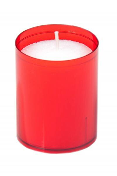 Mank Lumânare cilindrică în borcan de plastic roșu, Ø 5 cm x h 6,5 cm, 1 buc.