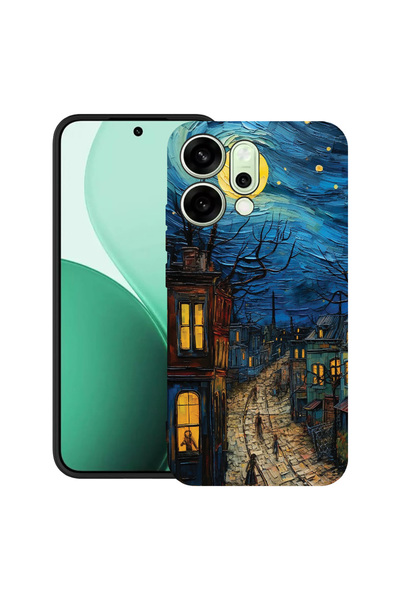 bestcase Carcasă ultrasubțire TPU pentru Oppo Reno14 5G, Van Gogh City Life, ...