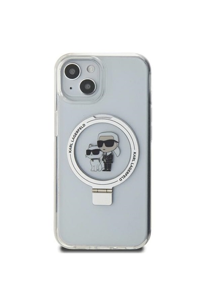 Karl Lagerfeld Θήκη για iPhone 14, Σκληρή θήκη MagSafe για δαχτυλίδι - Λευκή