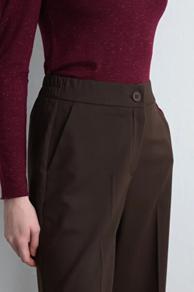 Gusto Palazzo Kumaş Pantolon - Kahverengi