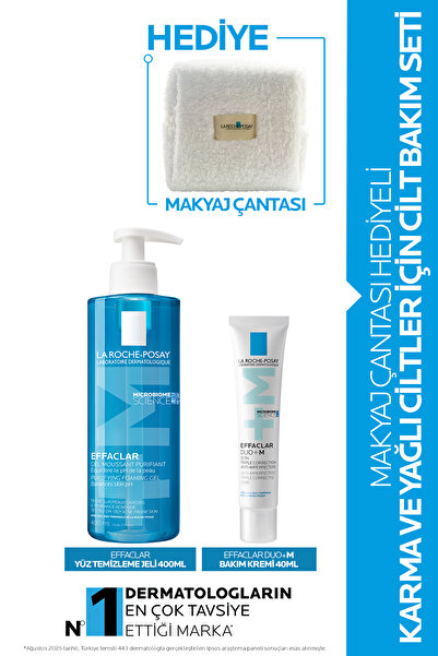 La Roche Posay Makyaj Çantası Hediyeli Karma ve Yağlı Ciltler İçin Effaclar Cilt Bakım Seti