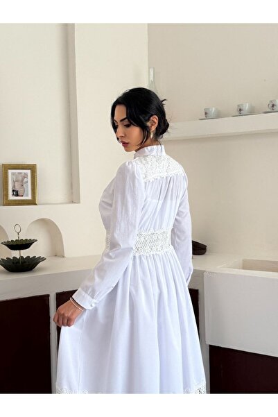 suphias Imported Poplin Fabric & Lace Detailed Dress (Lined)