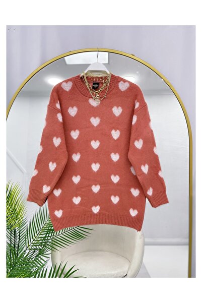 YEDİLALE KALP DESEN SIFIR YAKA TRİKO KAZAK [ fiyata sadece kazak dahil]