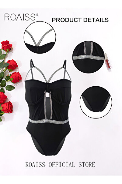 ROAISS One Piece Lingerie Set for Women Stitching Suit Ladies Slim Fit Waiste...