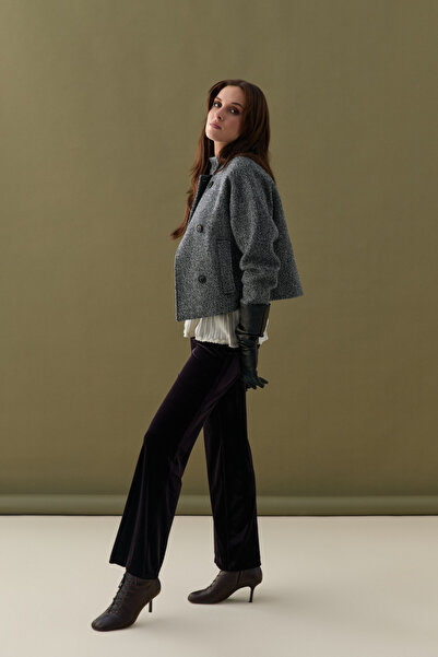 Gusto Beli Lastikli Bol Paça Kadife Pantolon - Mürdüm