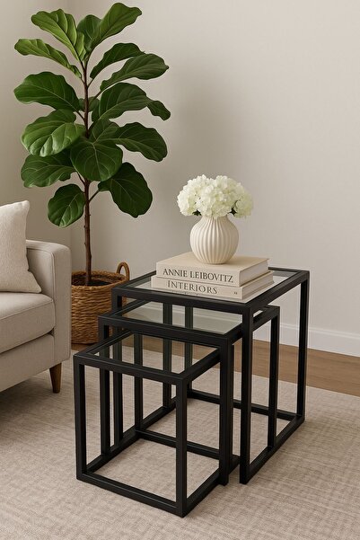 FALCON DEMİR ÇELİK METAL AYAKLI 3LÜ ZİGON SEHPA