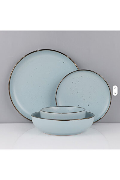 OEM Ceramic dinner set, 16 pieces, 2 plates + 2 bowls, Bleu