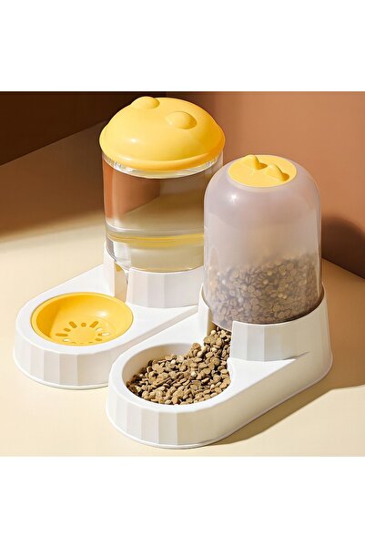 Fish & Paws Water and food dispenser for dogs and cats, set, yellow, 3.5L