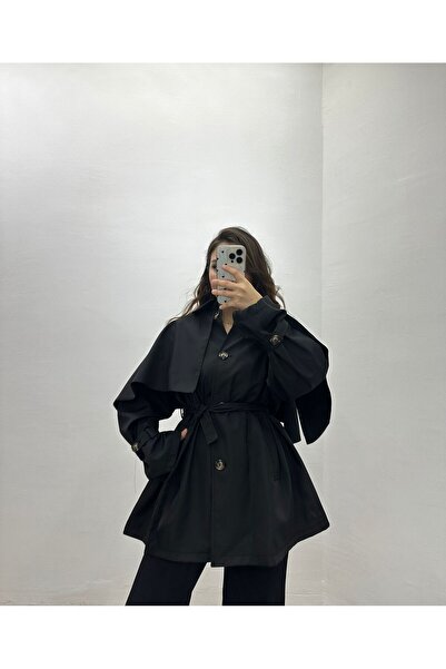 GİMSEY Pelerinli Cepli Trençkot