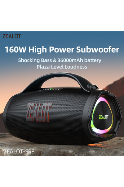 zealot Zealot S98 Portable Bluetooth Speaker, 160W Super Bass, 36000mAh Battery, IPX6 Waterproof