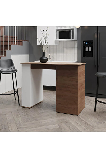 Tdesigno Nora Mutfak Adası -alt Modül-120 Cm Beyaz -Atlantikçam-Çok Amaçlı Do...