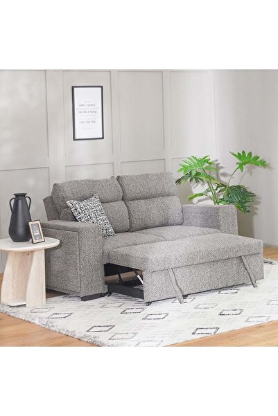 Danube Home Linzi Dark Grey Fabric Sofa Bed with Storage & Wireless Charger - 3-Seater, Modern Design