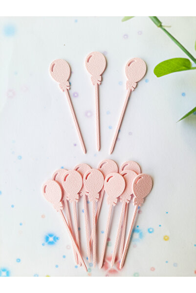 Atolye Doruk 20Pcs Pink Balloon Cupcake Picks- Baby Girl Birthday Cake Decoration Supplies, Promise, Engagement