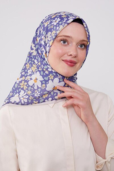 Levidor Light Purple Enamel Flower Pattern Cotton Scarf