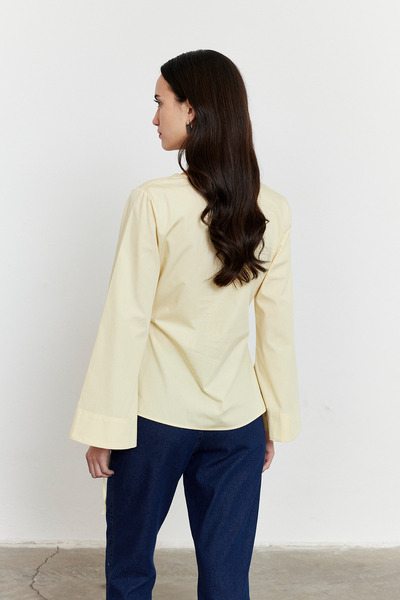 FACETTE Side-Tie Poplin Shirt Yellow