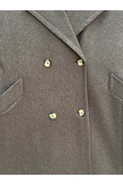 BENAHOLL Camasya Buttoned Sleeve Double Pocket Cashmere Coat-He2901 Brown