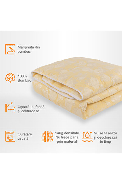 Pernador Duvet with 15% goose down and feather, 210x240 cm, Cream with silver roses