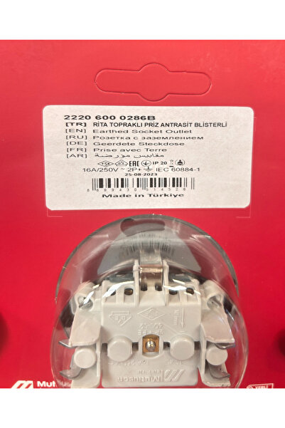 Mutlusan RİTA TOPRAKLI PRİZ ANTRASİT BLİSTERLİ