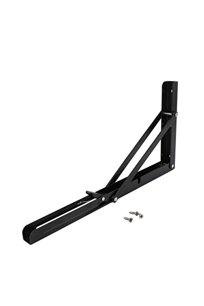 Lawazim Foldable Shelf Bracket 25x13cm - One-Touch Adjustable Wall Mount Support - Black