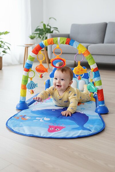 hak-iş oyuncak Piyanolu Balina Oyun Halısı – 0+ Ay, Işıklı ve Müzikli Gelişim Matı