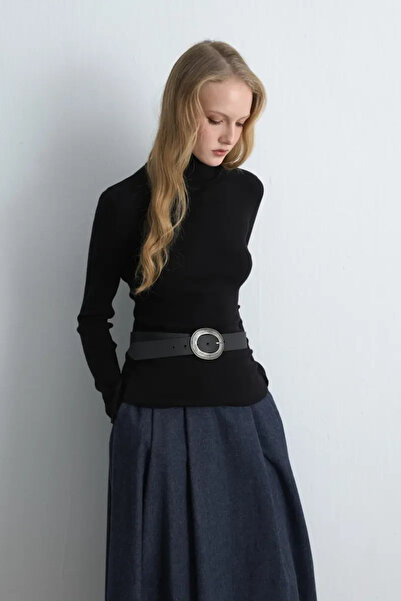 Gusto Turtleneck Basic Knitwear - Black