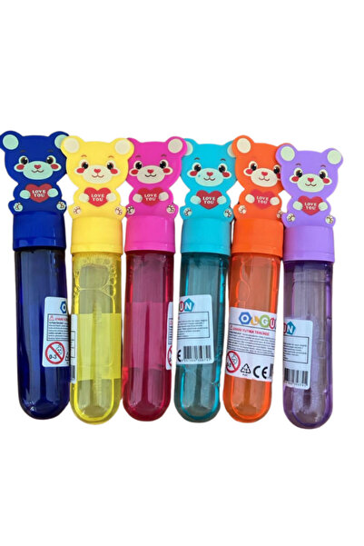 BalonKasaba Ayıcık Köpük Baloncuk Üflemeli Köpük Baloncuk Bubbles Köpük Oyuncak Üflemeli Köpük Baloncuk 6'lı