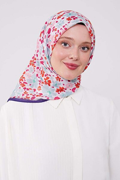 Levidor Fuchsia Enamel Flower Pattern Cotton Scarf