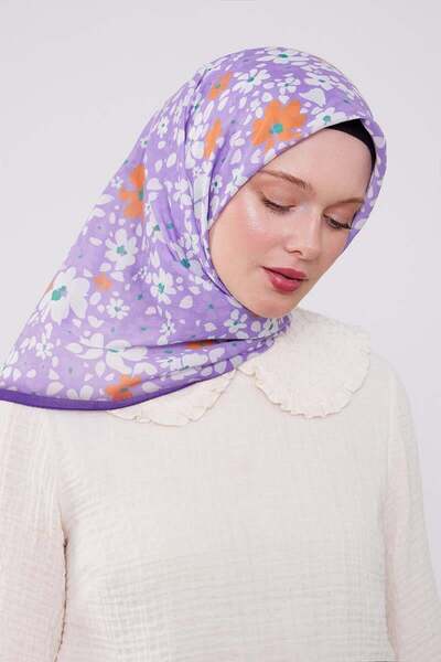 Levidor Lavender Mine Floral Pattern Cotton Scarf