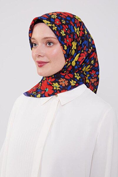 Levidor Red Enamel Flower Pattern Cotton Scarf